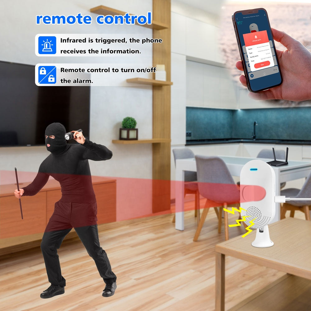 Tuya Wi-Fi Smart Intrusion PIR Sensor with Light and Sound